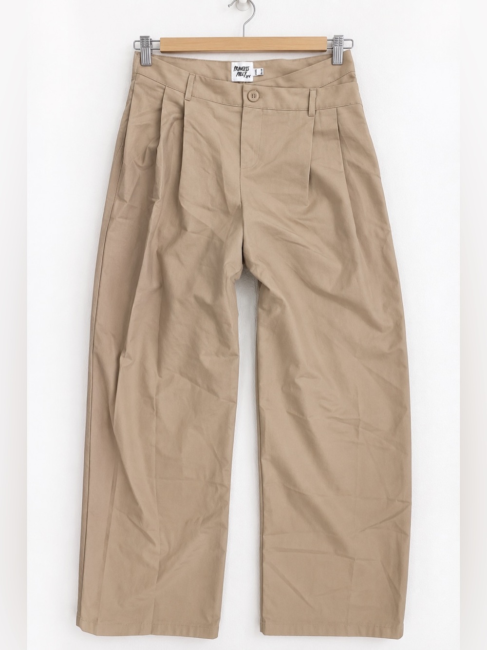 Princess Polly Wide-Leg Pleated Chinos in Khaki